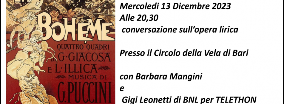 PROSSIMO EVENTO: “Puccini e la sua bohème”